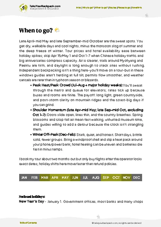 example page 3 from our offline Travel Guide for North Korea